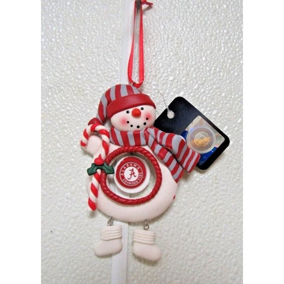 NCAA Alabama Crimson Tide Clay Dough Snowman Ornament by Team Sports America - Picture 1 of 2